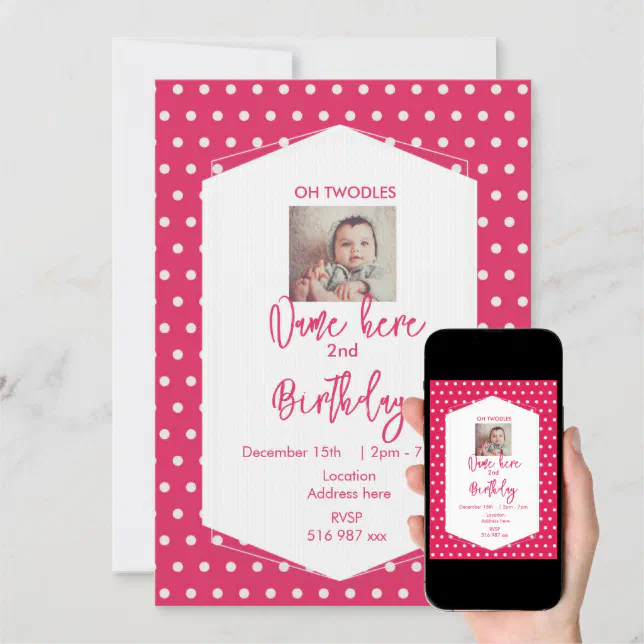 Customize oh twodles birthday invitation Zazzle