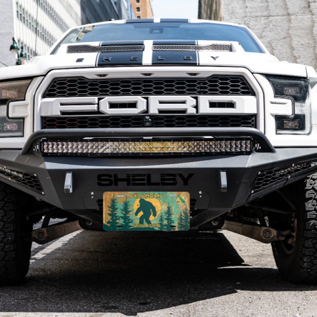 Customize Oklahoma Bigfoot Squatchin State Symbol License Plate (Creator Uploaded)