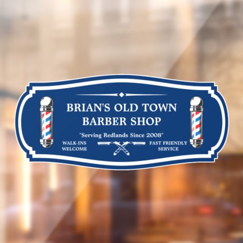 Customize Old Fashioned Barbershop Poles Front Window Cling