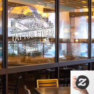 Customize Old School Ink Tattoo Shop Business  Window Cling