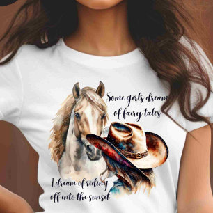 Customize on Back Horse Lover Cowgirl T-Shirt