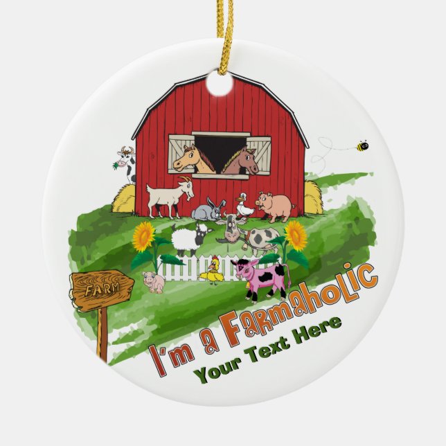 CUSTOMIZE - Online Farming Farmaholic Ornament (Front)