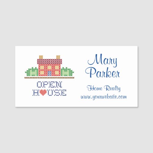 Customize Open House Pin Back Name Tag 
