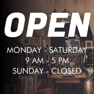 Customize Opening Hours   Times Opening White  Window Cling