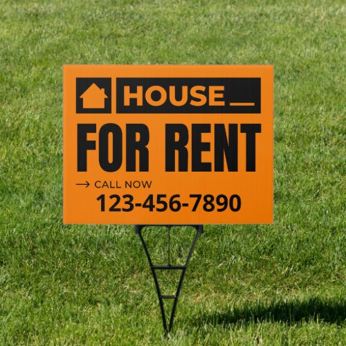 Customize Orange Black House For Rent Real Estate  Sign