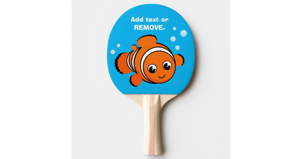 Customize Orange Cute Clown Fish Cartoon Design Ping Pong Paddle