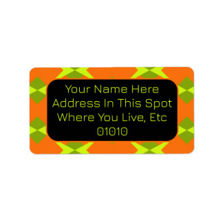 Customize Orange with Green Diamond Pattern Label