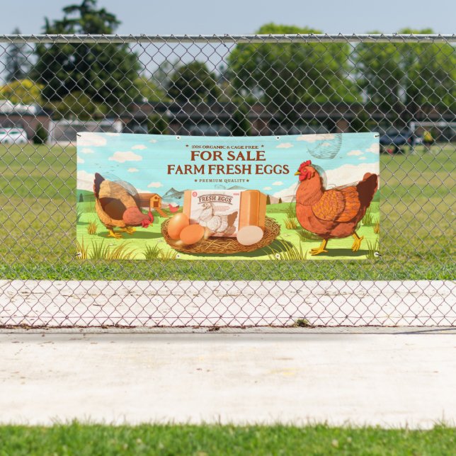 Customize Organic Farm Fresh Eggs Cage Free Banner (Insitu)