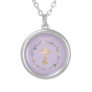 Customize Orthodox Cross l Girl l Faith Silver Plated Necklace