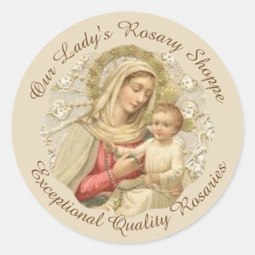 CUSTOMIZE Our Lady of the Rosary Baby Jesus Classic Round Sticker