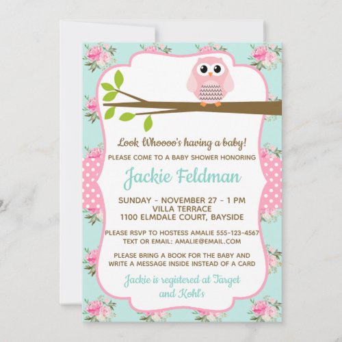 Customize Owl Shabby Chic Baby Shower Invitation