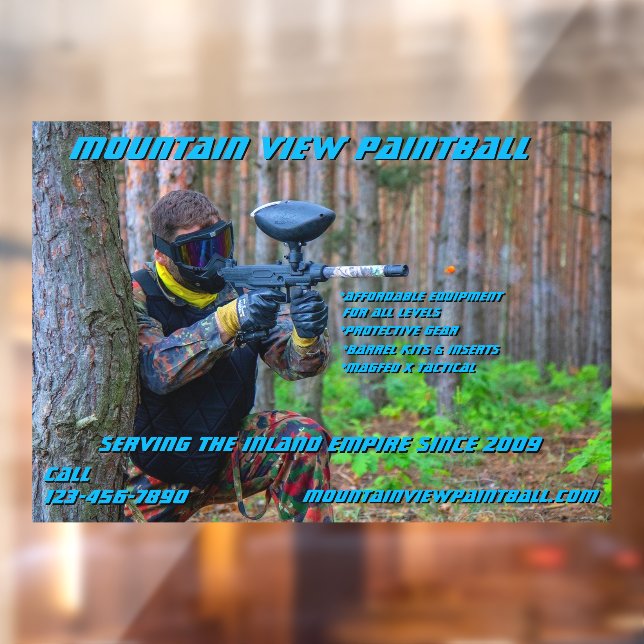 Customize Paintball Shop Gear Front  Window Cling (Sheet 2)