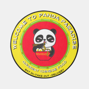 Customize Panda Bear Noodles Chinese Restaurant Outdoor Rug