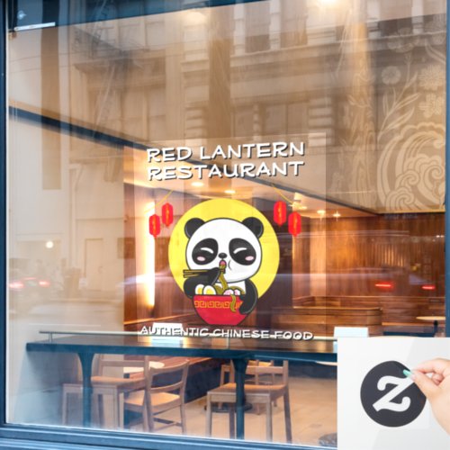 Customize Panda Bear Noodles Chinese Restaurant   Window Cling