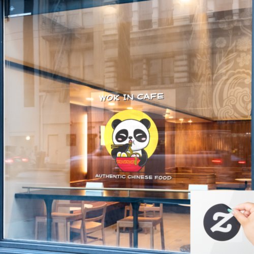 Customize Panda Bear Noodles Chinese Restaurant  Window Cling