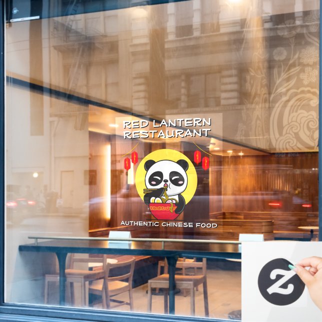 Customize Panda Bear Noodles Chinese Restaurant  Window Cling (Cafe Window)