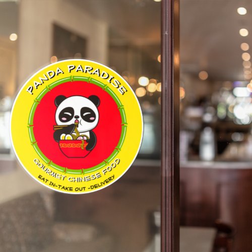 Customize Panda Bear Noodles Chinese Restaurant  Window Cling