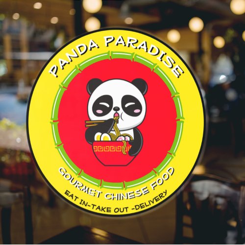 Customize Panda Bear Noodles Chinese Restaurant  Window Cling