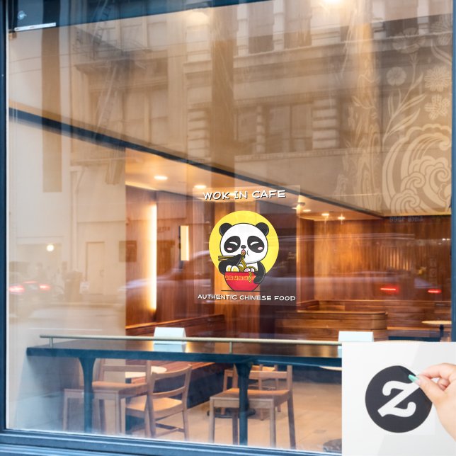 Customize Panda Bear Noodles Chinese Restaurant  Window Cling (Cafe Window)