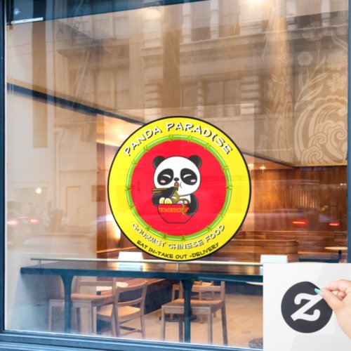 Customize Panda Bear Noodles Chinese Restaurant  Window Cling