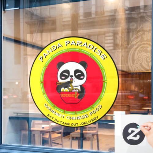 Customize Panda Bear Noodles Chinese Restaurant  Window Cling