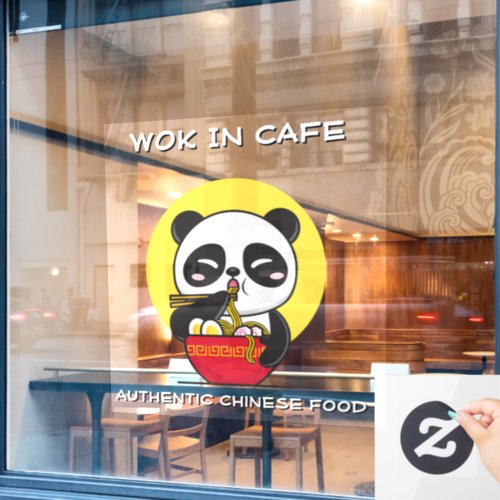 Customize Panda Bear Noodles Chinese Restaurant  Window Cling