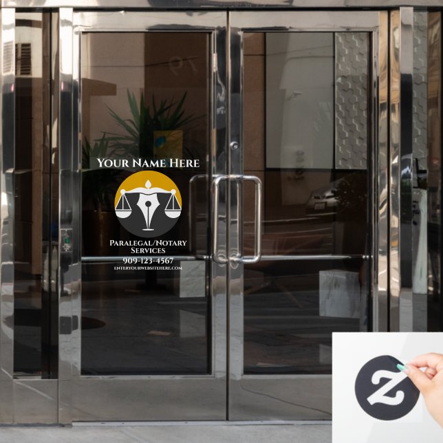 Customize Paralegal Notary Services Business Door Window Cling (Office Door)