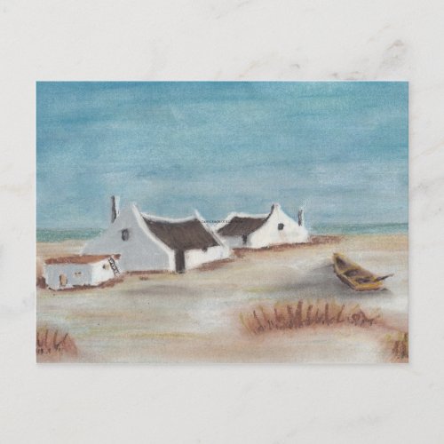 Customize Pastel Cape Cottage Drawing Postcard