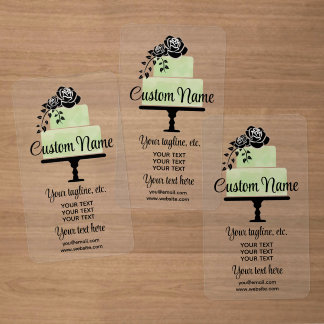 Customize: Pastel Flowers Silhouette Cake Clear Business Cards
