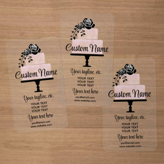 Customize: Pastel Flowers Silhouette Cake Clear Business Cards
