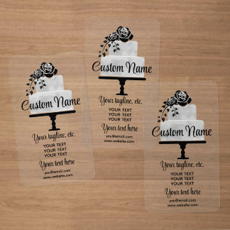 Customize: Pastel Flowers Silhouette Cake Clear Business Cards
