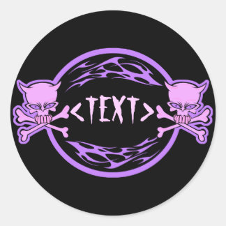Customize Pastel Skulls and Flames , <TEXT> Classic Round Sticker