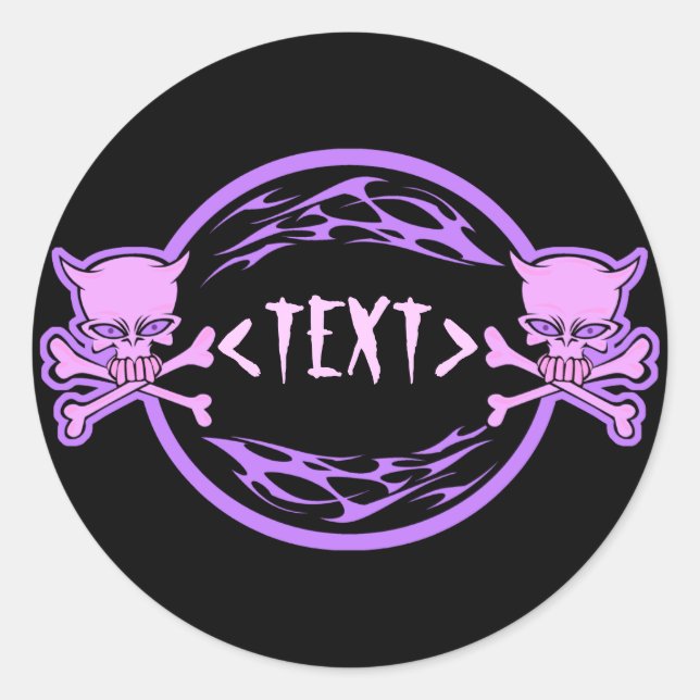 Customize Pastel Skulls and Flames , <TEXT> Classic Round Sticker (Front)