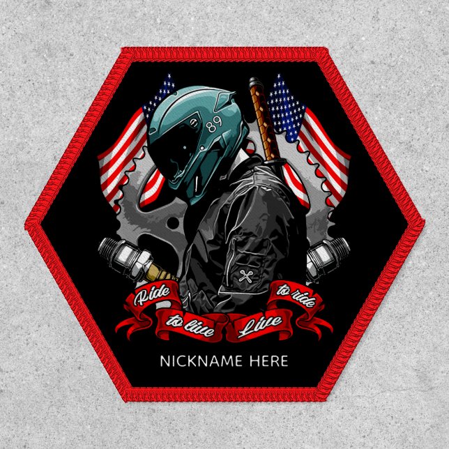 Customize Patriotic USA Flags Motorcycle Rider Mot Patch (Front)