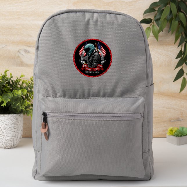 Customize Patriotic USA Flags Motorcycle Rider Mot Patch (On Backpack)