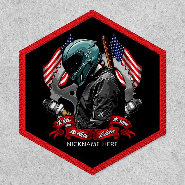 Customize Patriotic USA Flags Motorcycle Rider Mot Patch (Front)