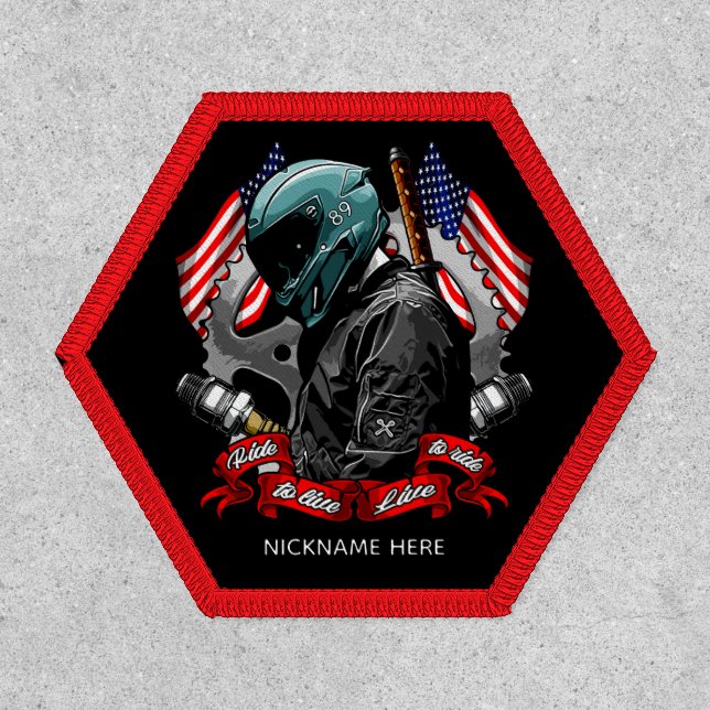 Customize Patriotic USA Flags Motorcycle Rider Mot Patch (Front)