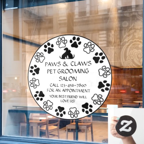 Customize Paws Claws Pet Grooming Front  Window Cling