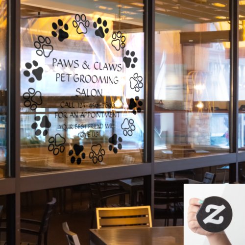 Customize Paws Claws Pet Grooming Front  Window Cling
