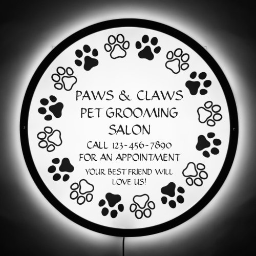 Customize Paws Claws Pet Grooming Front Window  LED Sign