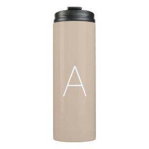 Customize personalize Alphabet initial beige white Thermal Tumbler