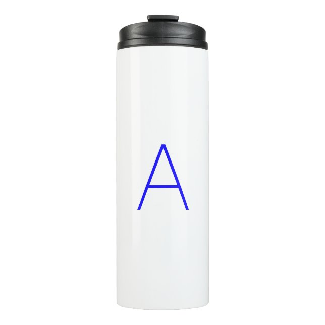 Customize personalize Alphabet initial letter blue Thermal Tumbler (Front)