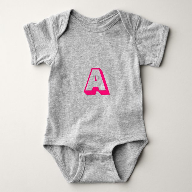 Customize, personalize alphabet initial monogram baby bodysuit (Front)