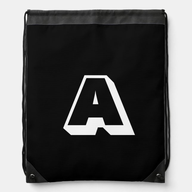 Customize, personalize alphabet initial monogram drawstring bag (Front)