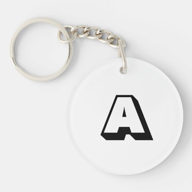 Customize, personalize alphabet initial monogram keychain (Front)