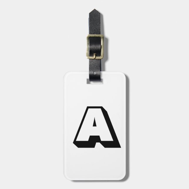 Customize, personalize alphabet initial monogram luggage tag (Front Vertical)