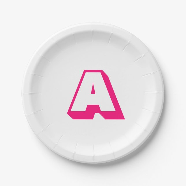 Customize, personalize alphabet initial monogram paper plates (Front)