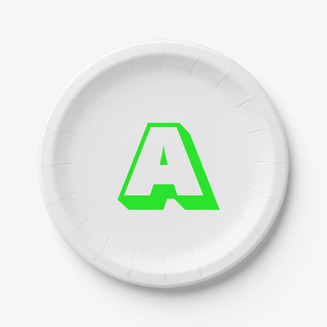 Customize, personalize alphabet initial monogram paper plates (Front)