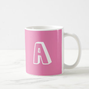 Customize personalize Alphabet letter pink white Coffee Mug