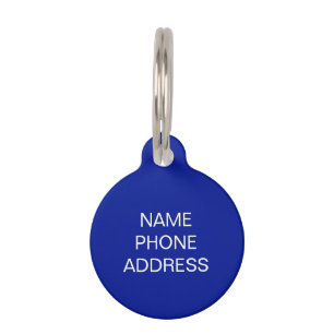 Customize personalize cobalt blue dog pet Name ID Pet ID Tag